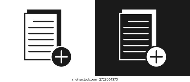 Adicionar Glifo De Conjunto De Ícones De Arquivo Em Plano De Fundo Branco E Preto