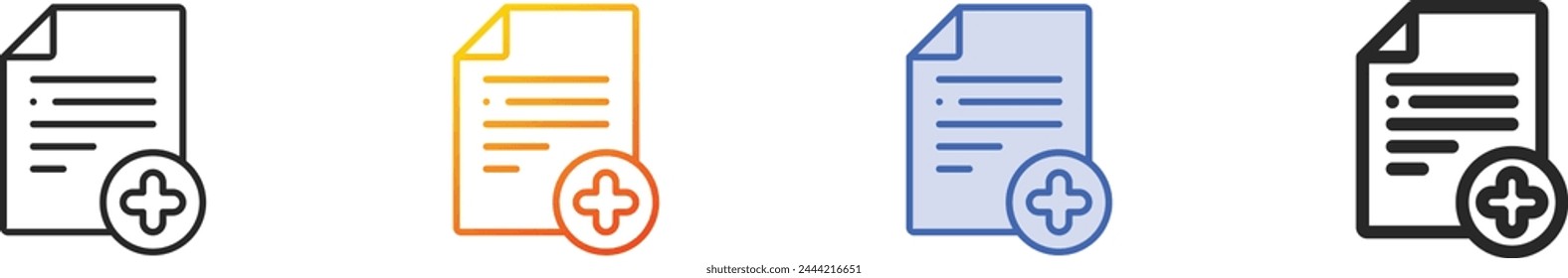 add file icon.Thin Linear, Gradient, Blue Stroke and bold Style Design Isolated On White Background