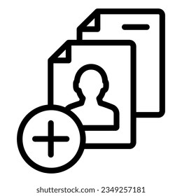 Add file line icon. Questionnaire list vector illustration isolated on white. Personal document outline style designed for and app.