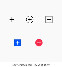 Add File Plus Button Icon UI Set Vector