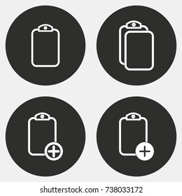 Add file vector icon set. Illustration isolated for graphic and web design. Round button.