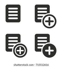 Add file vector icons set. Black Illustration isolated for graphic and web design.