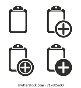 Add file vector icons set. Black Illustration isolated for graphic and web design.