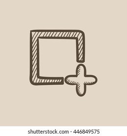 Add file vector sketch icon isolated on background. Hand drawn Add file icon. Add file sketch icon for infographic, website or app.