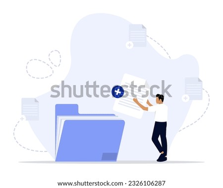 Add files concept illustration. Suitable for landing page, ui, web, App intro card, editorial, flyer, and banner.