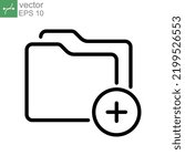 Add Files Vector glyph Icon, Add folder symbol. Empty folder New directory for document. Portfolio storage. Online gallery outline logo pictogram. Vector illustration design on white background EPS 10