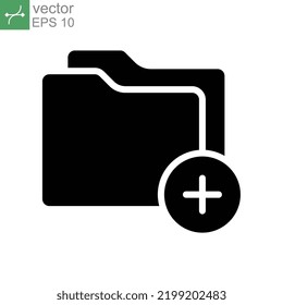 Add Files Vector glyph Icon, Add folder symbol. Empty folder New directory for document. Portfolio storage. Online gallery Flat logo pictogram. Vector illustration design on white background. EPS 10