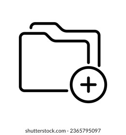 Add Files Vector glyph Icon, Add folder symbol. Empty folder New directory for document. Portfolio storage. Online gallery outline logo pictogram. Vector illustration design on white background EPS 10