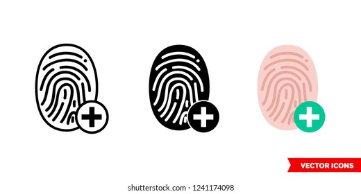Add fingerprint icon of 3 types: color, black and white, outline. Isolated vector sign symbol.