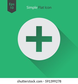 Add Flat Icon. Plus Simple Sign. Vector Illustrated Symbol