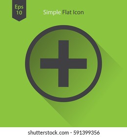 Add Flat Icon. Plus Simple Sign. Vector Illustrated Symbol