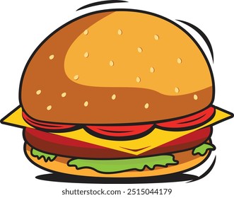 Add flavor to your designs with vibrant burger clipart. Perfect for food blogs, restaurant menus, and promotional materials