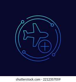 add a flight icon with an airplane, linear design