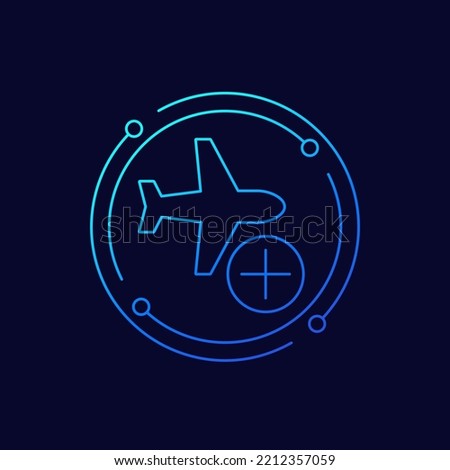 add a flight icon with an airplane, linear design