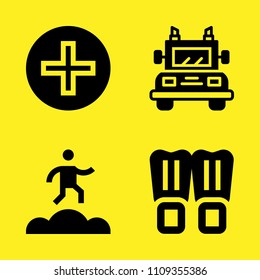add, flippers, running and truck vector icon set. Sample icons set for web and graphic design