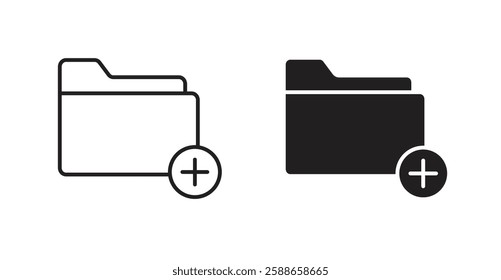 Add folder filled and outlined icons vectors on white background