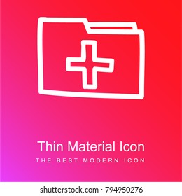 Add folder hand drawn interface symbol red and pink gradient material white icon minimal design
