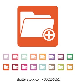 The add to folder icon. Data and directory, archive, storage symbol. Flat Vector illustration. Button Set