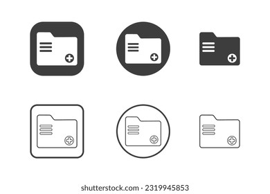 Add folder icon design 6 variations. Isolated on white background.