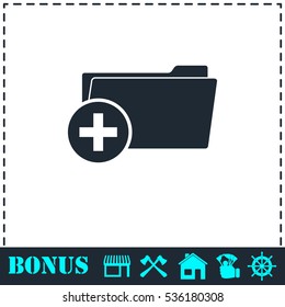 Add Folder icon flat. Simple vector symbol and bonus icon