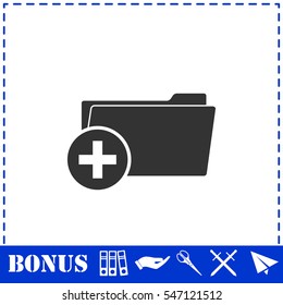 Add Folder icon flat. Simple vector symbol and bonus icon