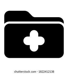 Add folder icon with glyph style. Suitable for the design of websites, logos, applications, UI, etc.