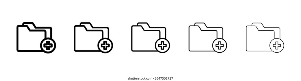 Add folder icon graphic set. trendy stroke line style