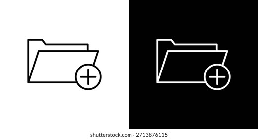 Piktogramm mit Ordnersymbolkontur einzeln auf weiß hinzufügen. Vektorsymbol-Form.
