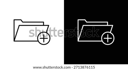 Add folder icon outline pictogram isolated on white. Vector Icon shape.