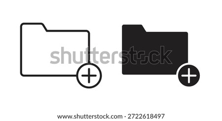 Add folder icon pictogram in trendy outline style. icon, sign or symbol.