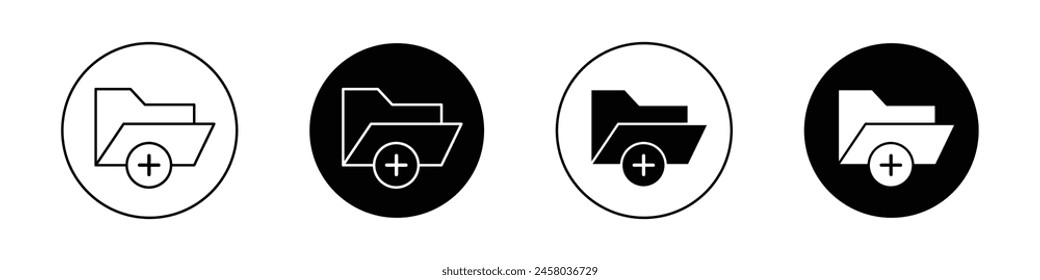 Add folder icon set. new file vector symbol. create new folder sign in black filled and outlined style.