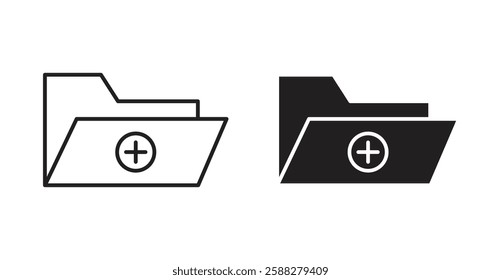 Add folder icon set in thin line. vector illustrations for web