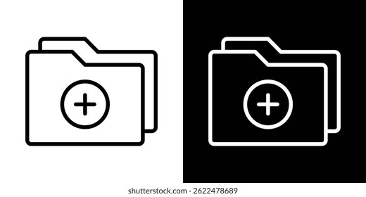 Adicionar ícone de pasta forma gráfico simples clipart símbolo. linha fina contorno arte
