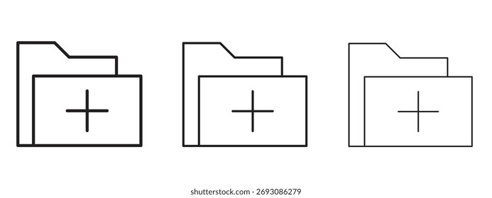 Adicionar símbolo de ícone de pasta. Sinal de estilo linear para conceito móvel