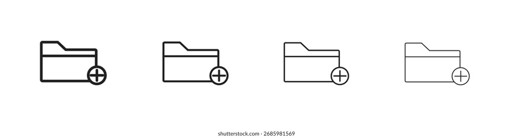 Adicionar ícone de pasta gráficos de vetor. ícones de vetor de estilo preto