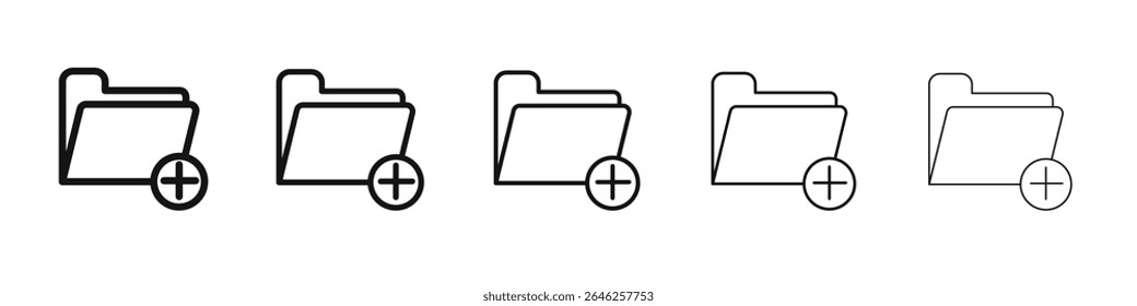 Add folder icon vector outline set illustration sign