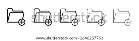 Add folder icon vector outline set illustration sign