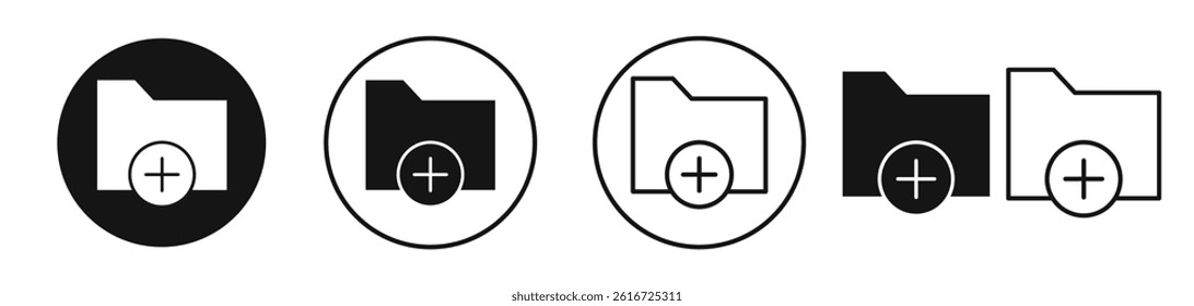 Add folder icons set in solid black and stroke line style