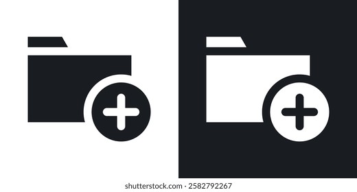 Add folder icons set vectors black and colored style