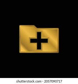 Add Folder Interface Symbol gold plated metalic icon or logo vector