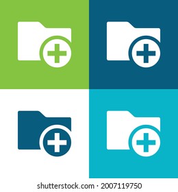 Add A Folder Interface Symbol With Plus Sign In A Circle Flat four color minimal icon set