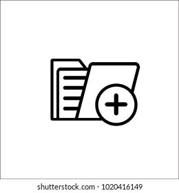 Add folder line icon, outline vector sign, linear style pictogram isolated on white. File with plus symbol, logo illustration. Editable stroke