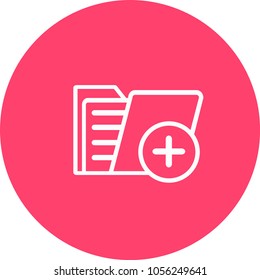 Add folder line icon, outline vector sign, linear style pictogram isolated on white. File with plus symbol, logo illustration. Editable stroke