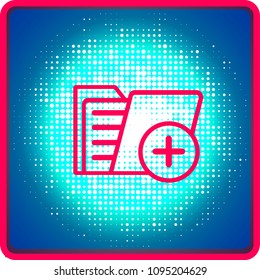 Add folder line icon, outline vector sign, linear style pictogram isolated on white. File with plus symbol, logo illustration. Editable stroke