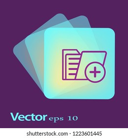 Add folder line icon, outline vector sign, linear style pictogram isolated on white. File with plus symbol, logo illustration. Editable stroke