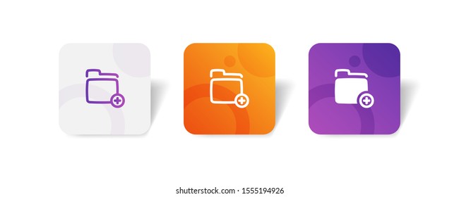 Add to folder round icon in outline and solid style with colorful smooth gradient background, suitable for mobile and web UI, app button,  infographic, etc