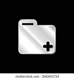 Icono de adición de carpeta metálica plateada