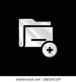 Add Folder silver plated metallic icon