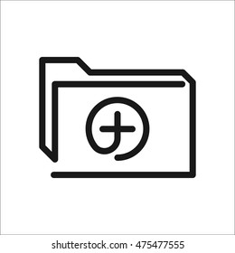 Add folder symbol sign one line icon on background