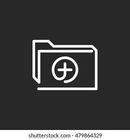 Add folder symbol sign one line icon on background